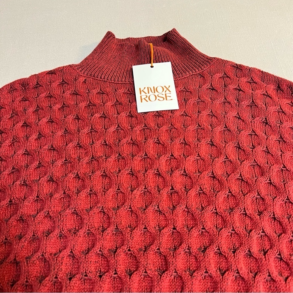 Knox Rose Sweater Women’s Small NWT | Textured Mock Neck Pullover Red Cozy Knit - Picture 6 of 14